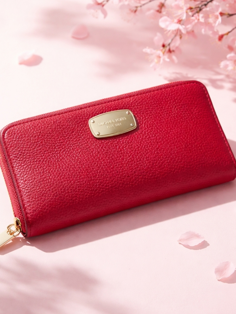 Michael Kors Large Zip Wallet Leather Red